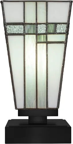 Miniatura 32 de Toltec Lighting Luna Accent - Lámpara de mesa, acabado grafito, cristal cuadrado de burbujas ahumadas de 3.5 pulgadas