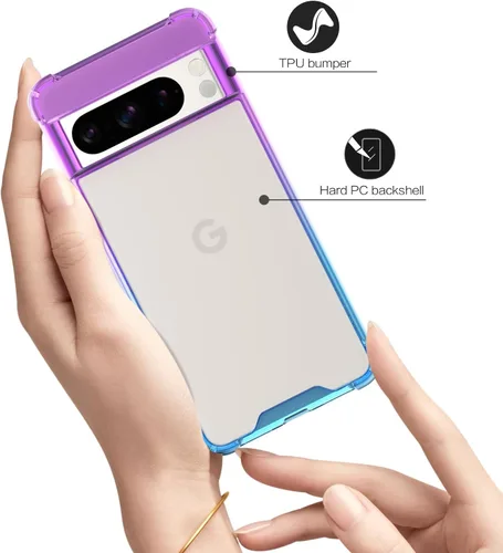 Miniatura 4 de Funda para Google Pixel 8 Pro, funda transparente con bonito degradado para teléfono, TPU reforzado, parte trasera de policarbonato duro, funda