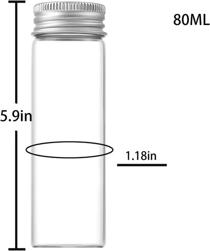 Miniatura 4 de Viales de vidrio de 80 ml, 14 piezas, con tapa de rosca de aluminio, 14 botellas de vidrio transparente de BKMAMLAB