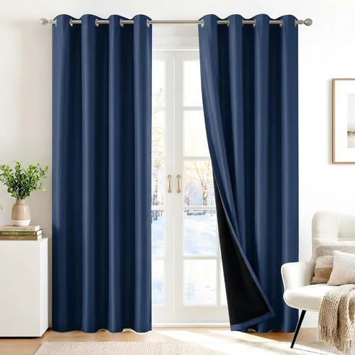 Miniatura 41 de Deconovo Cortinas 100% opacas, cortinas de ventana con aislamiento térmico, paneles reductores de ruido, cortinas de forro negro, con ojales
