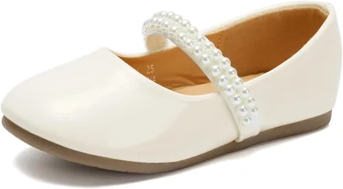 CIOR Merence - Zapatos planos de bailarina con correa para niñas pequeñas, con lazo, elásticos, zapatos tipo Mary Jane, para boda, fiesta y vestido
