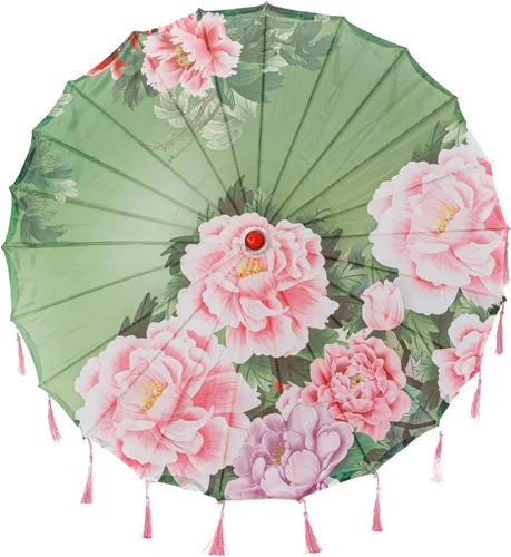 Miniatura 12 de THY COLLECTIBLES Sombrilla de seda clásica de estilo asiático de 33 pulgadas con borlas para bodas, fotografías, disfraces, cosplay, decoración