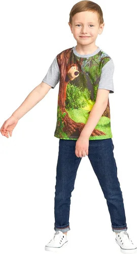 Miniatura 3 de Masha and the Bear - Camiseta con diseño de oso con texto "Oso escondido detrás del árbol", lavable a máquina
