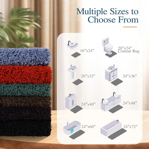 Miniatura 7 de Walensee Alfombra de baño antideslizante (16 x 24 pulgadas, verde salvia) Tapete de baño de microfibra suave lanudo absorbente de agua, lavable a