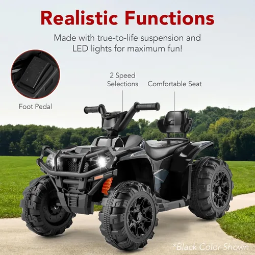 Miniatura 4 de Best Choice Products 12V Auto eléctrico para montar para niños, ATV de 4 ruedas, vehículo de juguete con audio Bluetooth, velocidad máxima de 2.4