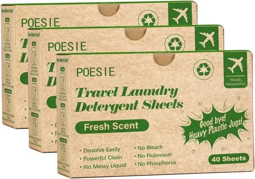 Miniatura 16 de Poesie Hojas de Detergente para Ropa Hojas de Jabón para Ropa para Viajes Camping Hojas para Lavar Ropa Sin Fragancia 1 Mini Caja 40