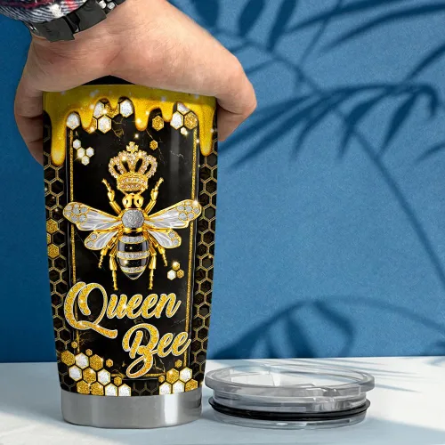Miniatura 5 de SANDJEST Regalos de abeja para mujeres y niñas, vaso de abeja de 20 onzas, dibujos de joyería, vasos aislados de acero inoxidable, taza de viaje
