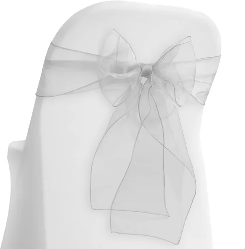 Miniatura 10 de Lann's Linens - 100 elegantes fundas de organza para silla de boda/fiesta Fajas/lazos - Cinta para atar en la parte trasera - Azul bebé