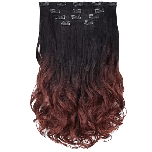 Miniatura 17 de SYXLCYGG Extensiones de cabello negro lacio, 4 piezas, extensiones de cabello con clip de 22 pulgadas, 5.5 onzas, pieza de cabello sintético