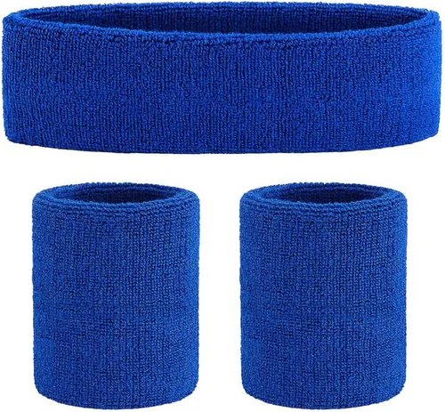 Miniatura 53 de ONUPGO - Conjunto de diadema y muñequeras deportivas para el sudor, hechas de algodón con bucles, muñequeras, contra humedad