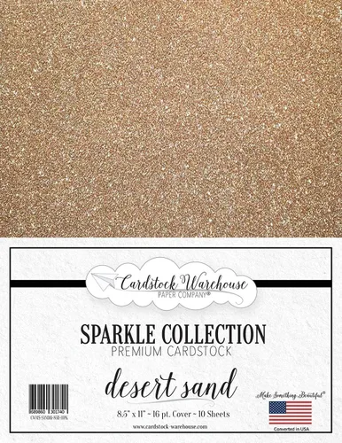 Cardstock Warehouse Sparkle Desert Sand Glitter - 8.5 x 11 pulgadas - 16 Pt. / 280 Gsm Premium Cardstock Paper - 10 hojas
