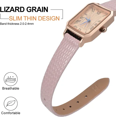 Miniatura 3 de ANNEFIT Correa de reloj de cuero para mujer, 0.394 in, 0.472 in, 0.512 in, 0.551 in, 0.591 in, 0.630 in, 0.709 in, 0.787 in, correa de repuesto