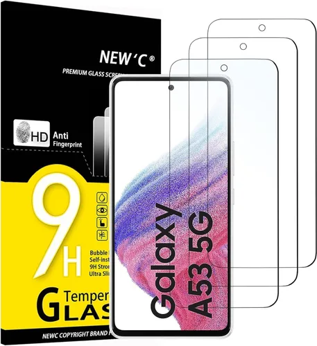 Miniatura 20 de NEW'C Paquete de 3 protectores de pantalla de vidrio templado diseñados para Samsung Galaxy A12, Galaxy A02s, resistente a los arañazos, sin