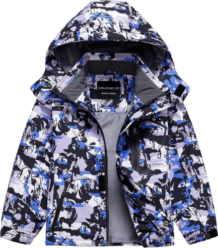 Miniatura 12 de CREATMO US Chaqueta de esquí impermeable para niño, abrigo de nieve cálido para invierno, resistente al viento, chaqueta de lluvia para snowboard