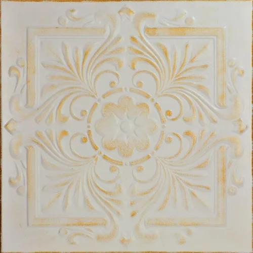 À LA MAISON CEILINGS R14 - Azulejo victoriano de espuma para techo (128 pies cuadrados/caja), paquete de 48, oro blanco lavado