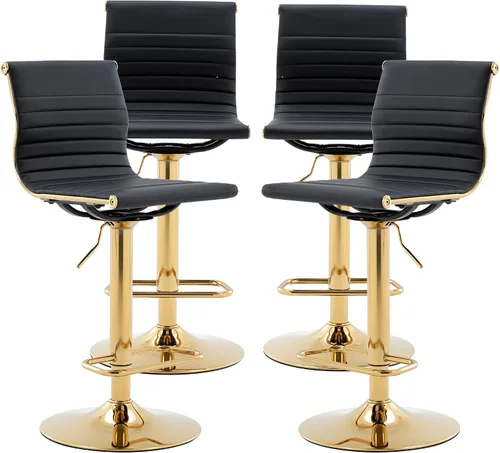 Miniatura 10 de chairus Juego de 2 taburetes de bar giratorios modernos, taburetes de bar ajustables con altura de mostrador, taburetes de piel sintética sin brazos