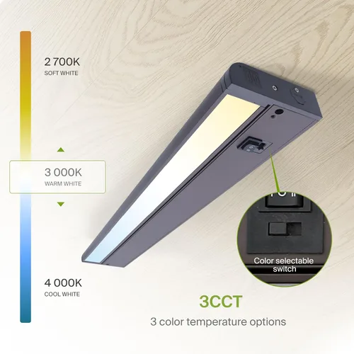 Miniatura 6 de ASD Iluminación LED giratoria para debajo del gabinete color bronce, 24 pulgadas 12W, con cableado o enchufe, 2700K/3000K/4000K, interruptor