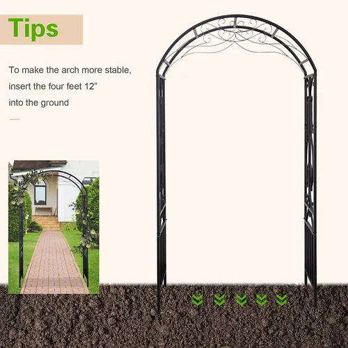 Miniatura 4 de Arco de jardín para exteriores, 86.6 pulgadas de alto x 44.1 pulgadas de ancho, enrejado de metal, plantas trepadoras para bodas, fiestas de césped