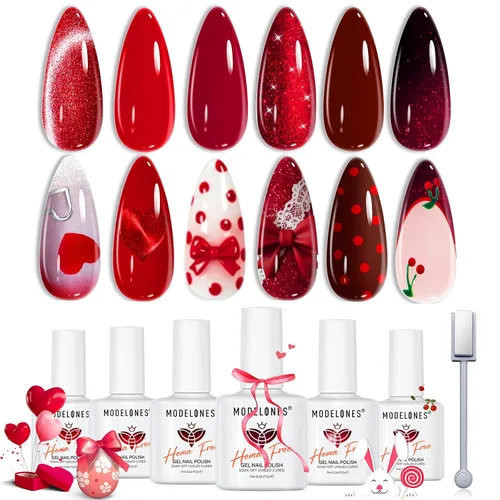 Miniatura 30 de modelones Juego de esmaltes de uñas de gel con purpurina, sin hema, 6 colores, Chameleon Aurora Shimmer Glitter Kit de esmalte de gel azul, verde