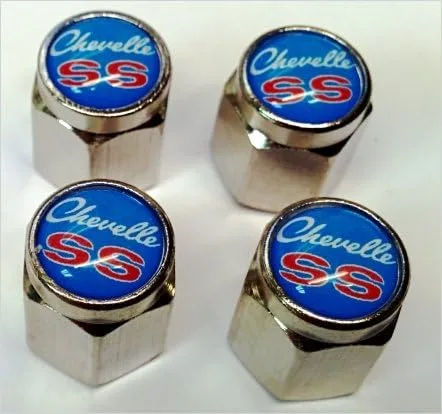 Miniatura 4 de Compatible con tapones de válvula Chevelle Malibu SS 396 454 (cromado, negro)