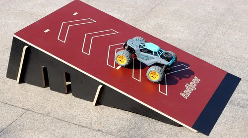 Miniatura 8 de Rampa de salto para niños para patineta, bicicleta, scooter, BMX, auto RC y motocross, 25.2 pulgadas, color negro