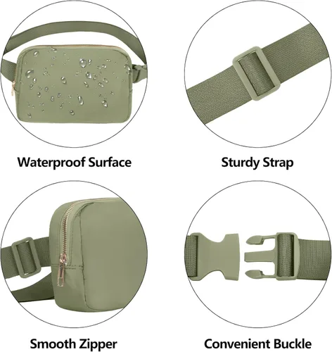 Miniatura 32 de Riñonera cruzada para mujeres y hombres, bolsa para cinturón para senderismo con correa ajustable, riñonera para correr, entrenamiento, deportes