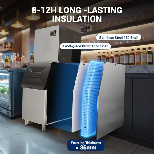 Miniatura 5 de Máquina de hielo comercial de 550 libras/24 horas, 132 cubitos de hielo listos en 5-15 minutos con contenedor de almacenamiento de 400 libras