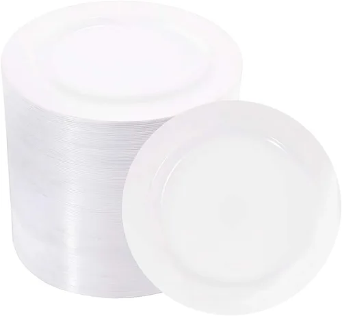 Miniatura 15 de bUCLA 30 platos de plástico transparente desechables, platos de plástico transparente resistentes de 10.25 pulgadas para fiestas y bodas