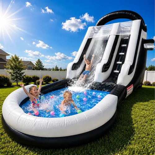Tobogán acuático inflable para adultos, tobogán acuático 100% de PVC de 21 pies con piscina grande, tobogán ancho con piscina poco profunda,
