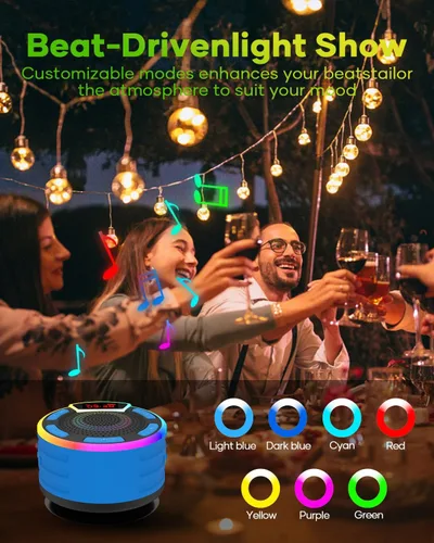 Miniatura 4 de ssuowao - Altavoz de ducha Bluetooth IPX7 impermeable con pantalla LED, radio FM, ventosa, micrófono integrado, mini altavoz para baño, viajes