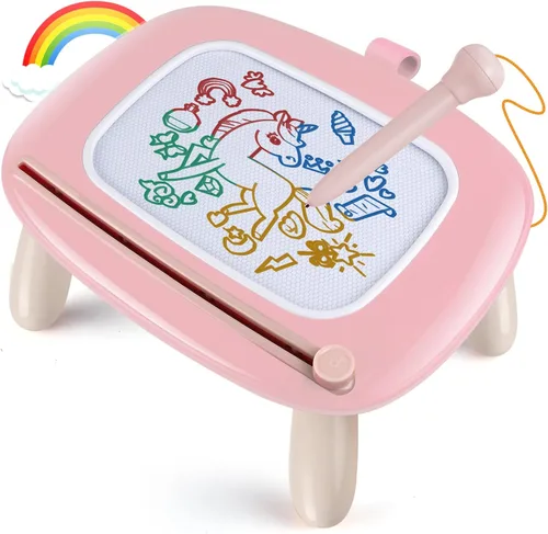 Miniatura 9 de Smasiagon Tablero Magnético de Dibujo para Niños Pequeños: Tablero de Garabatear Borrable para Casa, Viaje y Preescolar Juguete Divertido y Rosa
