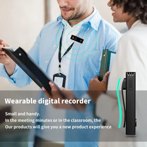 Miniatura 5 de Grabadora Lavalier de 64GB - Grabadora de voz digital con reproducción ideal para reuniones/conferencias/entrevistas, grabadora mini portátil