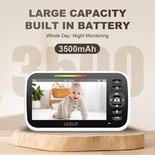 Miniatura 5 de UKSUP Monitor de bebé con cámara y audio - Monitor de vídeo para bebé con largo alcance de 292 m, pantalla panorámica remota con inclinación y zoom