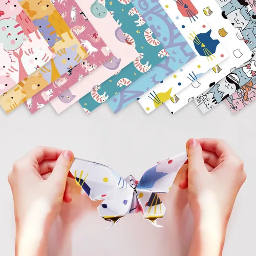 Miniatura 5 de Paquete de 12 juegos de papel de origami de doble cara de 6 pulgadas, cuadrado japonés Chiyo, fácil de plegar, manualidades, manualidades, trabajos
