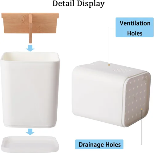 Miniatura 3 de Soporte para cepillo de dientes eléctrico de 3 ranuras con divisores de bambú para baños, organizador de cepillos de dientes y pasta de dientes