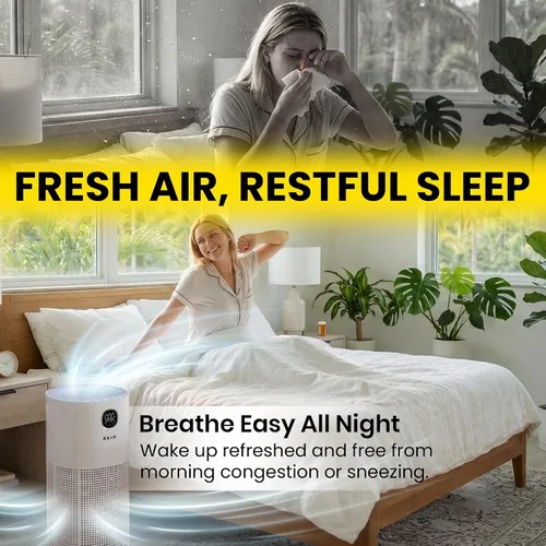 Miniatura 8 de RKIN Purificador de aire inteligente HEPA 14, purificador de aire para habitación grande con monitor PM2.5, control WiFi y aplicación para pelo
