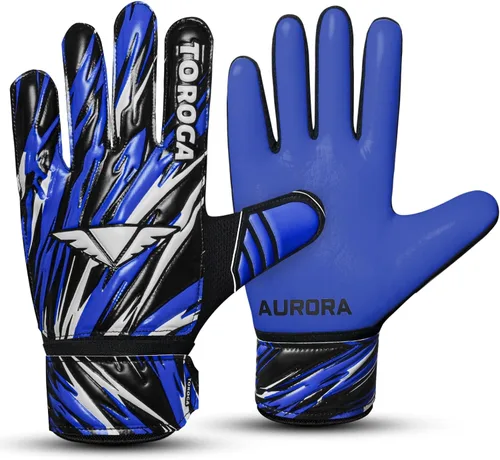 Miniatura 10 de Guantes de portero – Guantes de fútbol de agarre fuerte con protección doble en la cintura y palma de látex antideslizante – Cómodos para niños, Cian