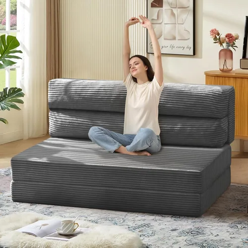 JUIKURY Sofá cama plegable, silla cama convertible con almohada, colchón plegable, sofá cama de dos en uno, sofá cama extraíble portátil, silla cama