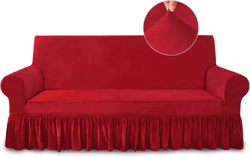 NICEEC Funda para Sofá Súper Suave de 1 Pieza Funda Roja para Sofás Elástica Universal de Spandex Fundas para Sofá para Sala de Estar Fácil Ajuste