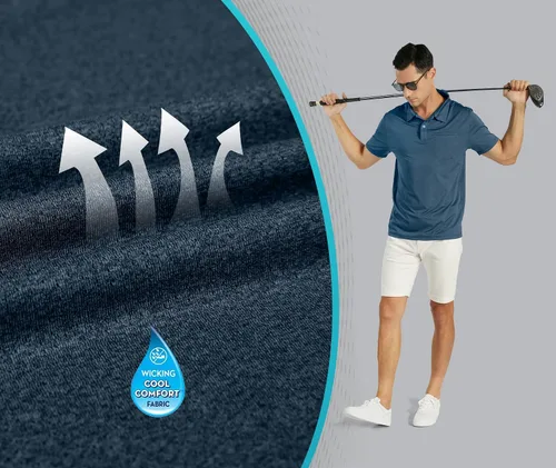 Miniatura 43 de V VALANCH Polo de golf de manga corta para hombre, estilo casual, con cuello que absorbe la humedad