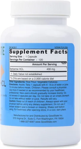 Miniatura 2 de Good State Berberina HCL 400mg, 120 Cápsulas Vegetarianas