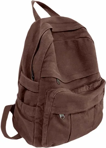 Miniatura 16 de Mochila de lona para mujer, mochila estética retro, mochila básica para estudiantes de secundaria/universidad, bolsa de viaje para laptop, Negro