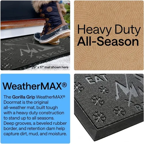 Miniatura 3 de Gorilla Grip - Tapete WeatherMax todoterreno 100% impermeable, caucho natural, resistente a manchas y decoloración, perfil bajo, interior y Grafito