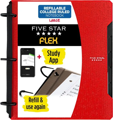 Miniatura 14 de Five Star Flex - Cuaderno recargable + aplicación de estudio, papel rayado universitario y carpeta de anillos TechLock de 1 pulgada con bolsillos