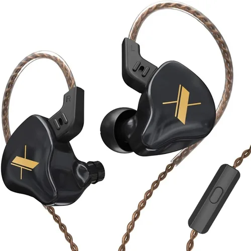 KZ EDX - Monitores intrauditivos, estéreo HiFi para escenario/estudio IEM con aislamiento de ruido con cable deportivo, auriculares con cable Negro