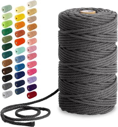 Miniatura 173 de Nook Theory - Cuerda de macramé de 3 mm, 220 yardas de cuerda de algodón, hilo de 4 mm y 5 mm, cuerda para manualidades, perfecta para colgantes