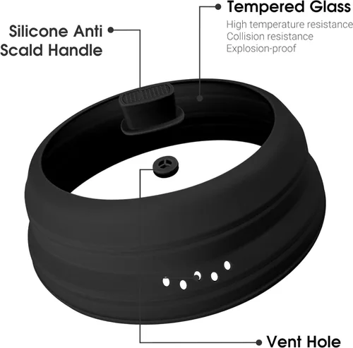 Miniatura 6 de Cubierta de vidrio contra salpicaduras para microondas, tapa plegable para protección de salpicaduras de alimentos, con mango de silicona para tazón