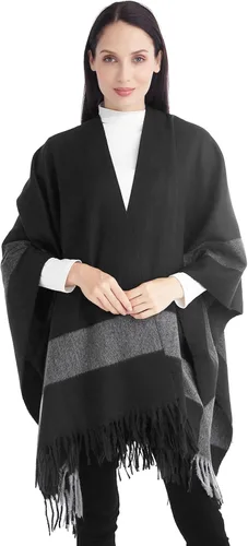 Miniatura 162 de Poncho chal para mujer, suéteres suaves y cálidos para mujer, parte delantera abierta, poncho de viaje para otoño, invierno y primavera
