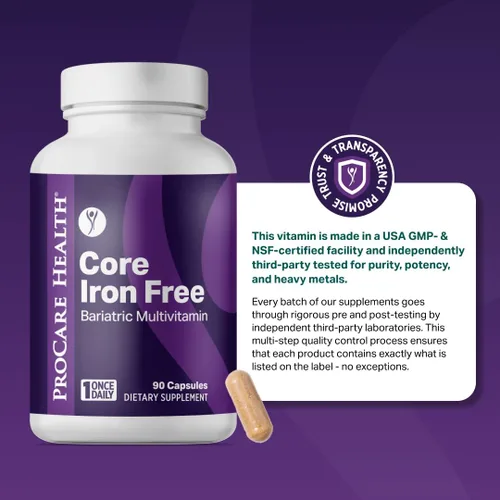 Miniatura 7 de Procare Health Multivitamínico bariátrico sin hierro (30 cápsulas vegetales de disolución rápida) – Vitaminas bariátricas para manga gástrica