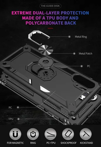 Miniatura 6 de Androgate Funda para Samsung Galaxy Note 10 Plus con protectores de pantalla HD, soporte de anillo de metal de grado militar, a prueba de caídas, a